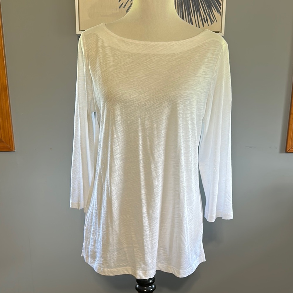 Loft Outlet Classic White 3/4 Sleeve Women's Top